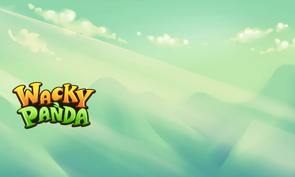 Wacky Panda logotipo con fondo verde