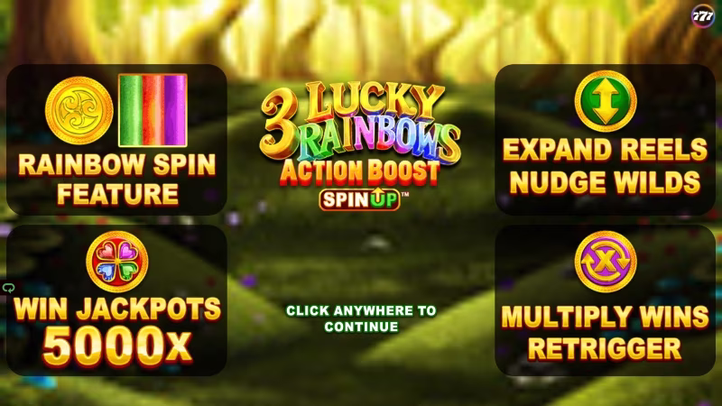 3 Lucky Rainbows Action Boost SpinUP™ In-game feature intro screen