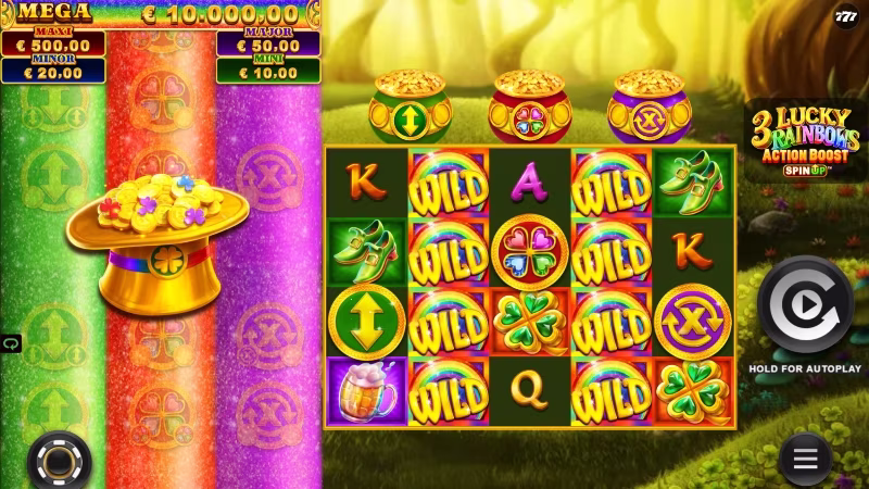 3 Lucky Rainbows Action Boost SpinUP™ In-game screen
