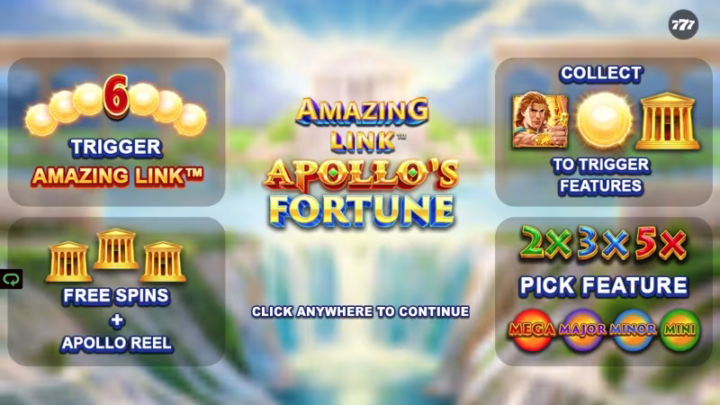 Amazing Link™ Apollo's Fortune in game intro feature screen