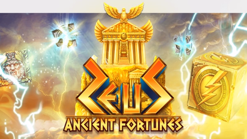 Image of online slot game logo: Ancient Fortunes Zeus
