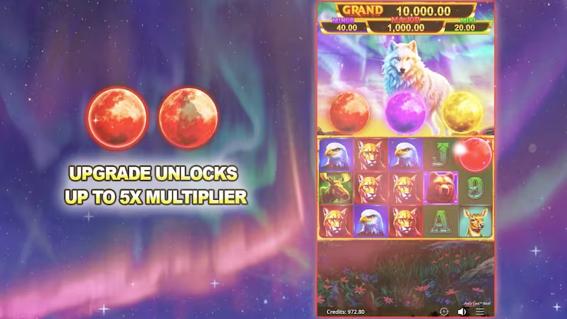 Area Link™ Wolf  In-Gameplay screenshot with slot symbols