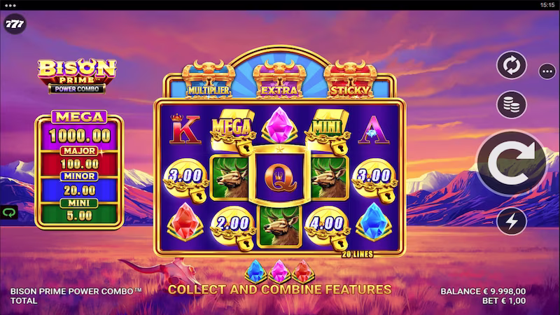 Bison Prime Power Combo™ In-Gameplay screenshot with slot symbols