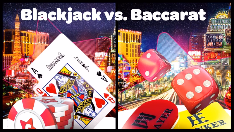 image comparing blackjack vs baccarat at Spin Casino