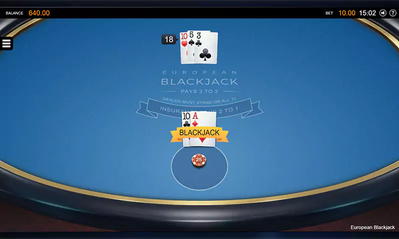 European Blackjack Gameplay