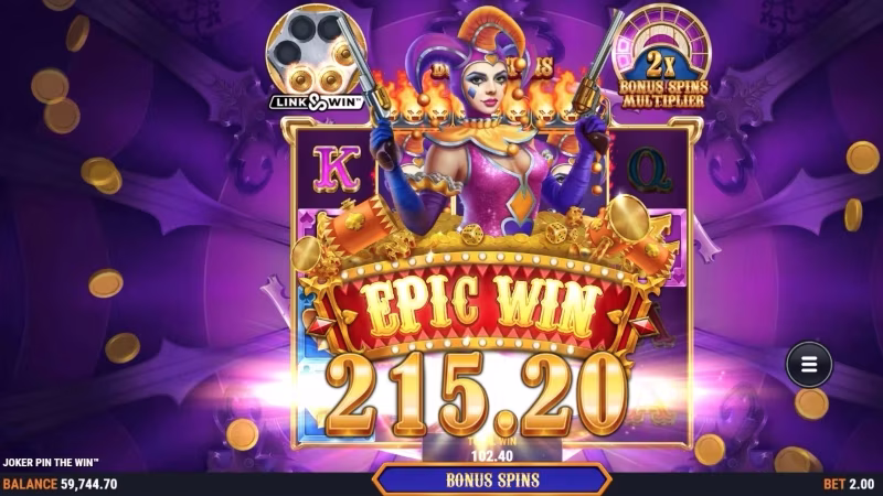 Joker Pin the Win™ In-game Epic win screen