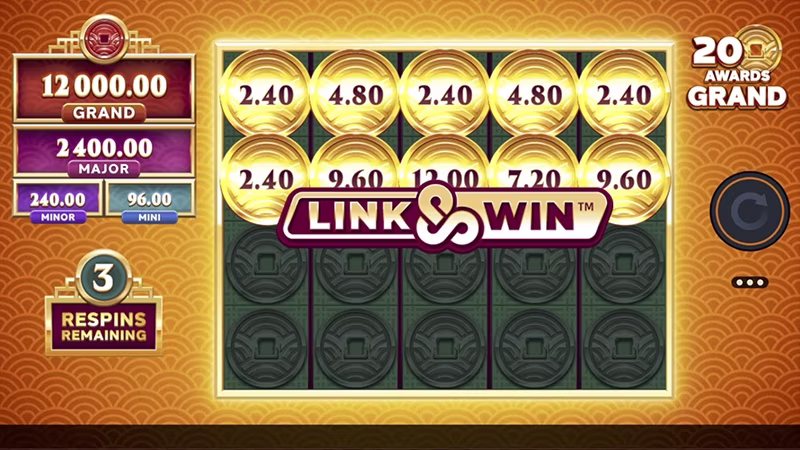Lucky Twins Link&Win™pokies In-game Link&Win™ feature screen