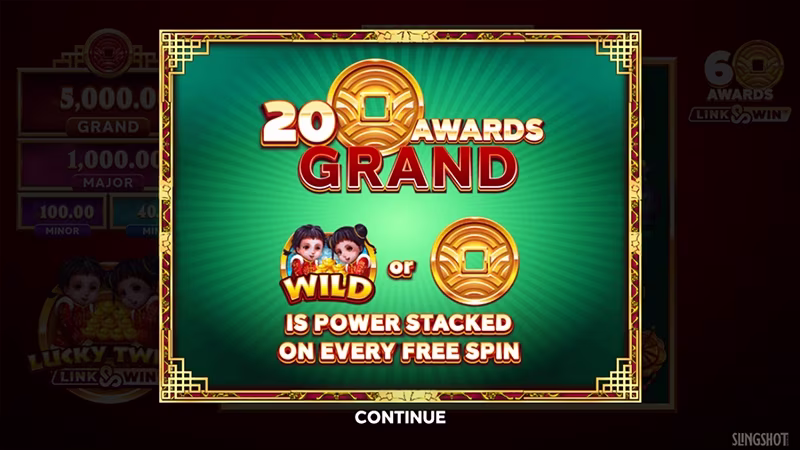 Lucky Twins Link&Win™ pokies In-game feature intro screen