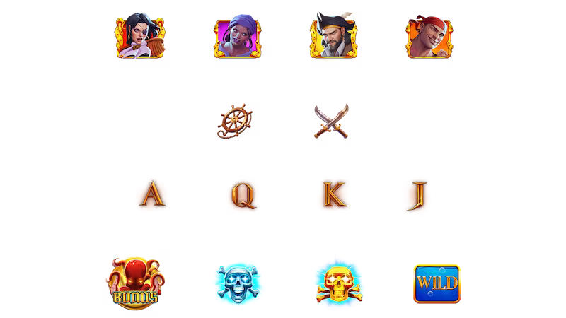 Riptide Pirates 2 Kraken Riches™ online slots game symbols