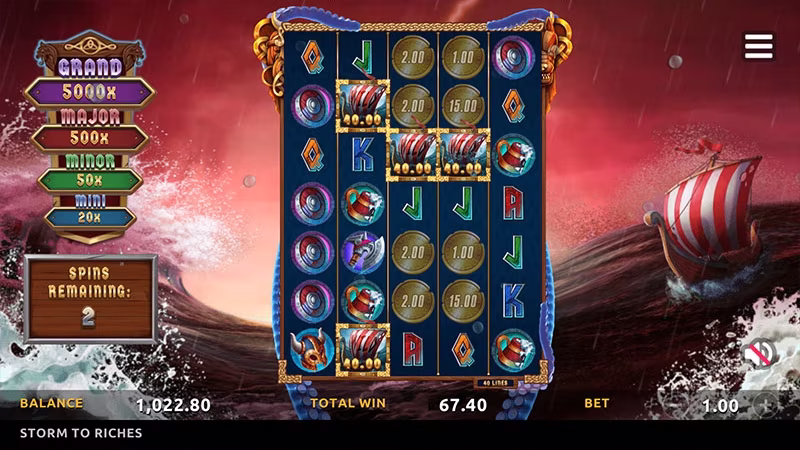 Storm to Riches in game free spins screen