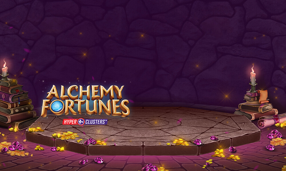 Alchemy Fortunes logo with mystical background