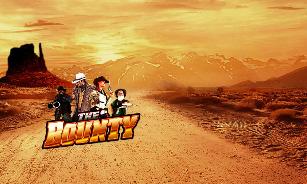 The Bounty logo with sandy western background