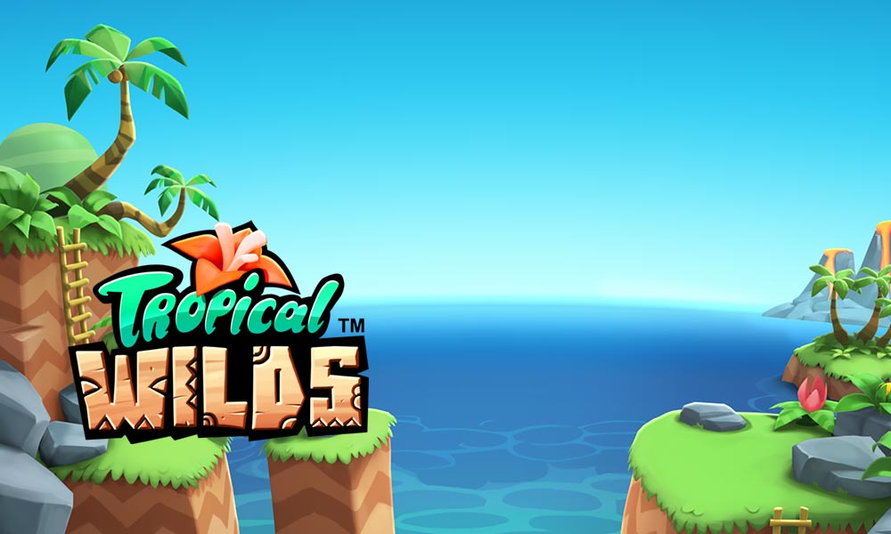 Tropical Wilds logo with island and sea background
