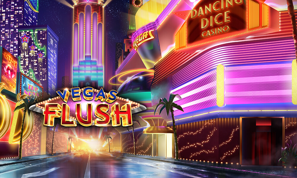 Vegas Flush logo with Las Vegas strip background