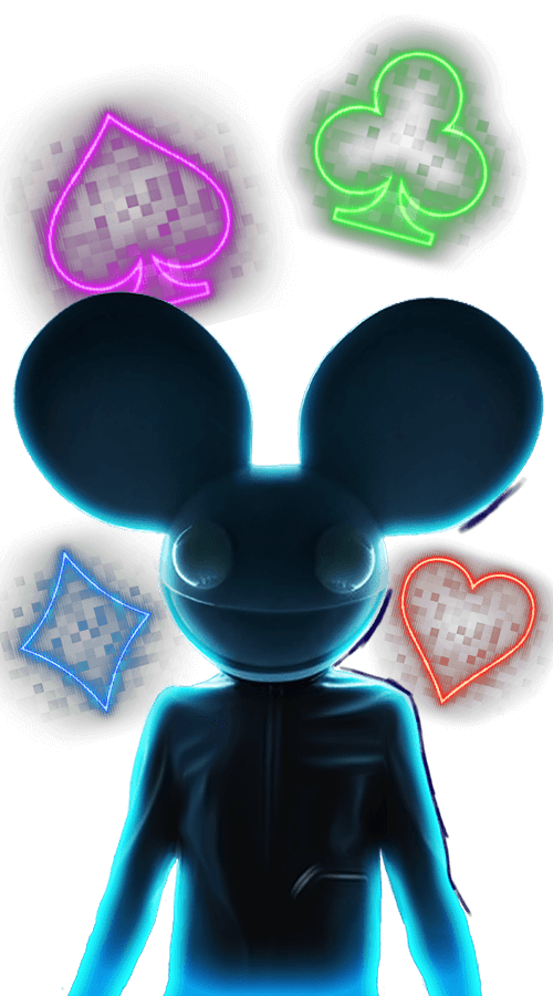 deadmau5 with 4 card suit icons