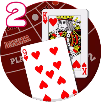 round image of Step 2: scoring 9 and K of harts