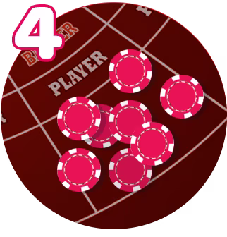 round image of Step 4: Red chips winning for the Player