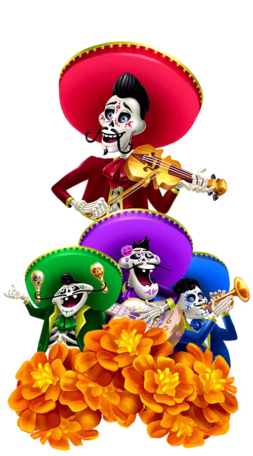 Personajes del juego Dia del Mariachi MEGAWAYS™